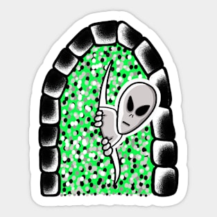 Alien looking through portal Sticker